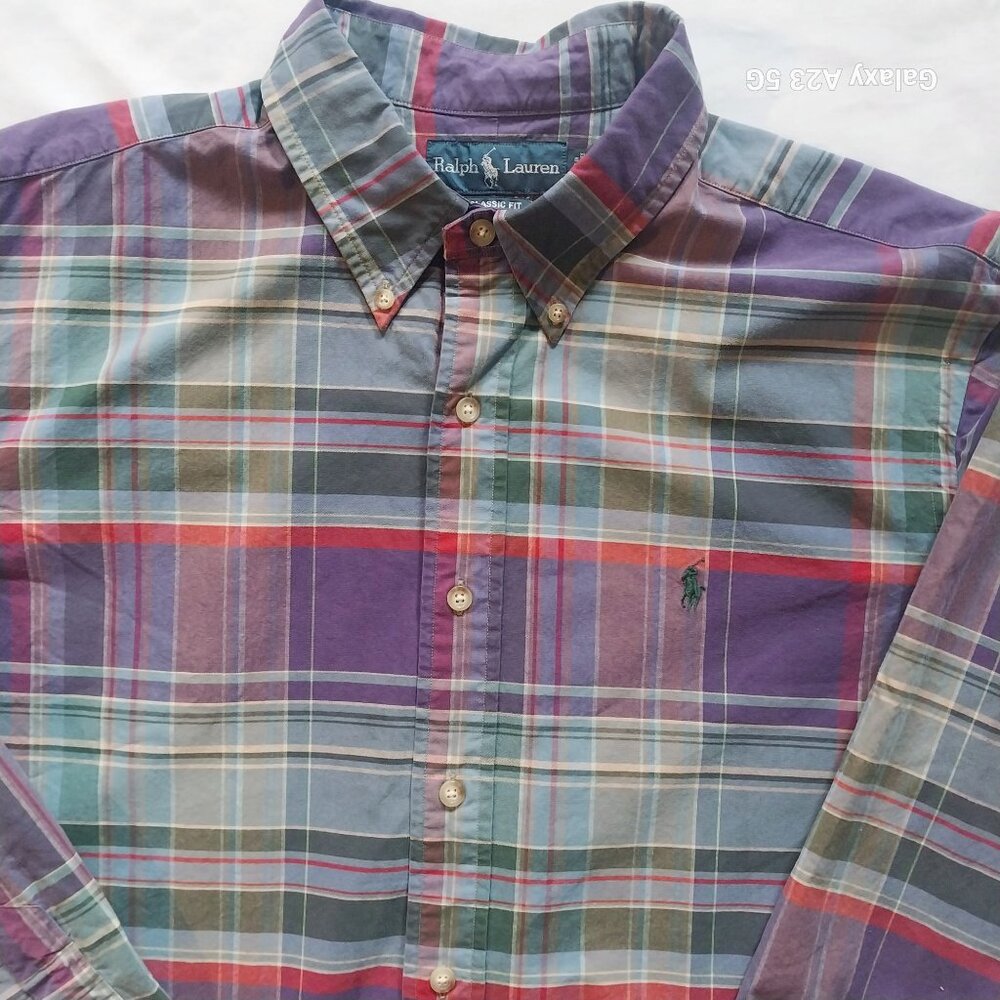 Ralph Lauren Mens Plaid Classic Fit Long Sleeve Shirt XL Preppy Classic - Picture 2 of 7